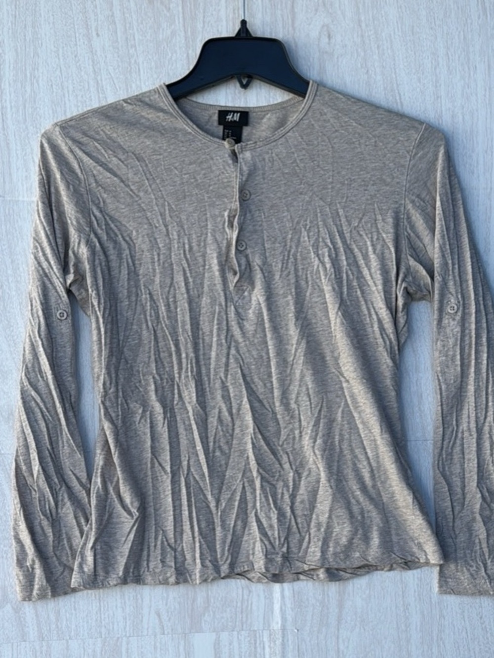 H&M Women's Long Sleeve Henley Top - Light Taupe